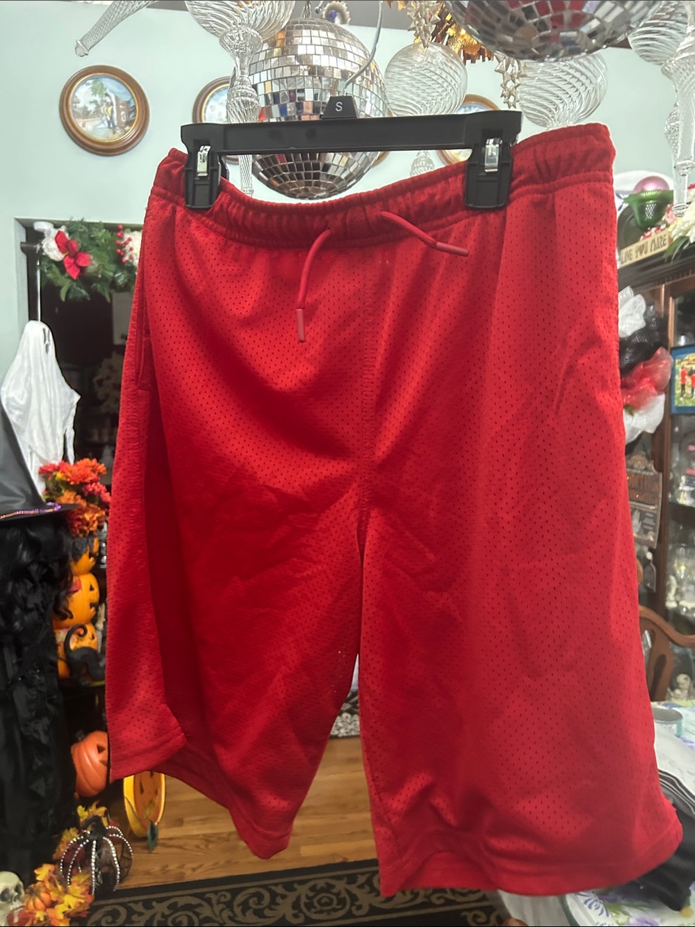Athletic Works Bright Red Mesh Drawstring Athletic Shorts